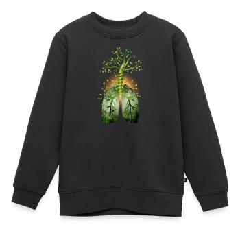 La forêt, le poumon vert. Arbre avec poumon - Sweat Premium enfant bio - noir - Devant - AI Model Kid Female (0cm)