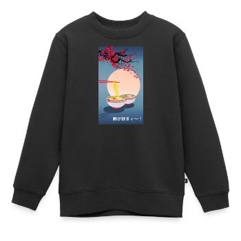 Orientalisch Japanische Kunst | Nudel-| Ramen - Kinder Premium Organic Sweatshirt - Schwarz - Vorne - AI Model Kid Female (0cm)