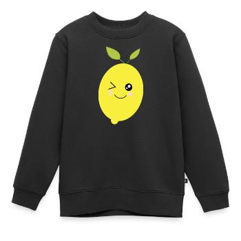 citron vert lime - Sweat Premium enfant bio - noir - Devant - AI Model Kid Female (0cm)