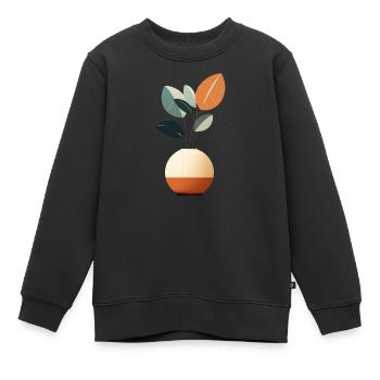 Minimalistische Blumen - Kinder Premium Organic Sweatshirt - Schwarz - Vorne - AI Model Kid Female (0cm)