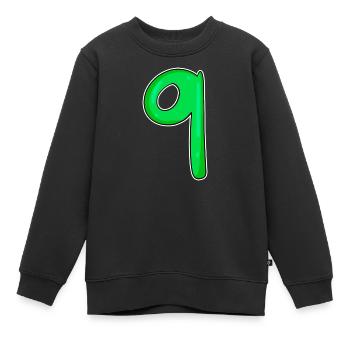Numéro 9 - Neuf - 9 Motif - Sweat Premium enfant bio - noir - Devant - AI Model Kid Female (0cm)