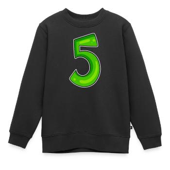 Number 5 Number Green - Kids Premium Organic Sweatshirt - black - Front - AI Model Kid Female (0cm)