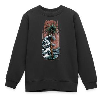 Harmonie an der Küste: Palme am Meer - Kinder Premium Organic Sweatshirt - Schwarz - Vorne - AI Model Kid Female (0cm)