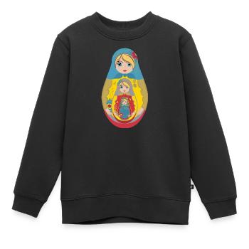 Poupée matriochka russe traditionnelle - Sweat Premium enfant bio - noir - Devant - AI Model Kid Female (0cm)