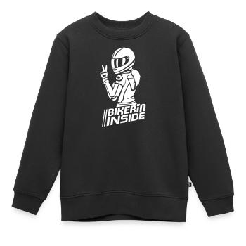 Bikerin inside (Farbe änderbar) - Kinder Premium Organic Sweatshirt - Schwarz - Vorne - AI Model Kid Female (0cm)