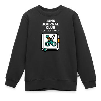 Crée de la colle coupée du Junk Journal Club - Sweat Premium enfant bio - noir - Devant - AI Model Kid Female (0cm)