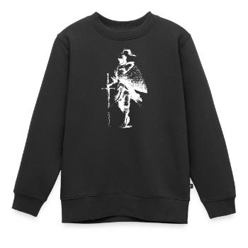 Silhouettenritter mit Schwert und Umhang - Kinder Premium Organic Sweatshirt - Schwarz - Vorne - AI Model Kid Female (0cm)