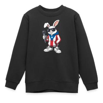 Bunny with Puerto Rico Hoodie Music - Kids Premium Organic Sweatshirt - black - Front - AI Model Kid Female (0cm)
