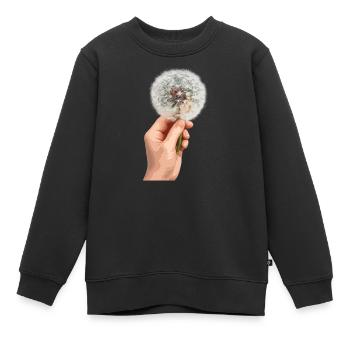 Dandelion Hand Flower Design - Kids Premium Organic Sweatshirt - black - Front - AI Model Kid Female (0cm)