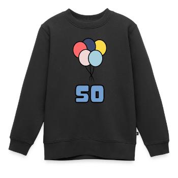 50. 50 ANS. 50e ANNIVERSAIRE. ANNIVERSAIRE 50 ANS. - Sweat Premium enfant bio - noir - Devant - AI Model Kid Female (0cm)