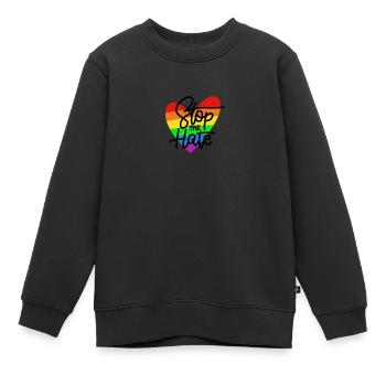 STOP the hate - Kinder Premium Organic Sweatshirt - Schwarz - Vorne - AI Model Kid Female (0cm)