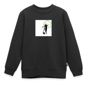 Homme sur escabeau - Sweat Premium enfant bio - noir - Devant - AI Model Kid Female (0cm)