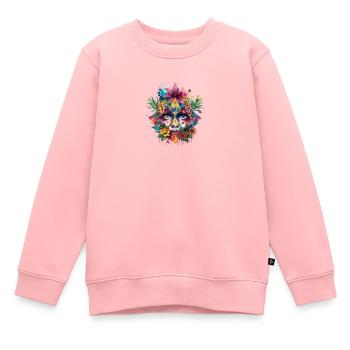 Crypto BTC ETH Bitcoin Kunst Gesicht Bunt - Kinder Premium Organic Sweatshirt - Rosa - Vorne - AI Model Kid Female (0cm)