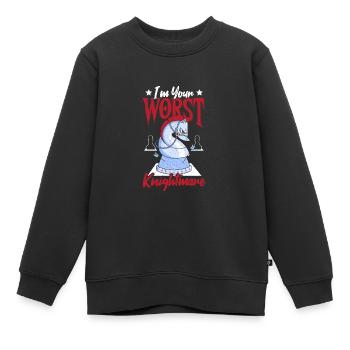 Ich bin dein schlimmster Albtraum, Schachspieler, - Kinder Premium Organic Sweatshirt - Schwarz - Vorne - AI Model Kid Female (0cm)