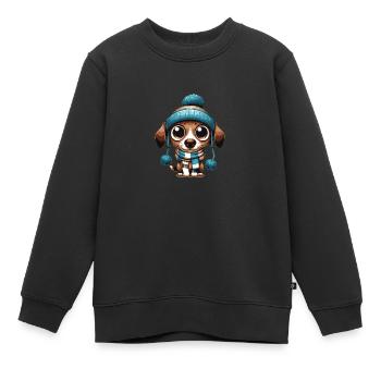 Weihnachtshund - Kinder Premium Organic Sweatshirt - Schwarz - Vorne - AI Model Kid Female (0cm)