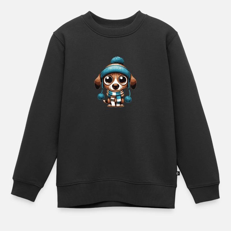 Weihnachtshund - Kinder Premium Organic Sweatshirt - Schwarz