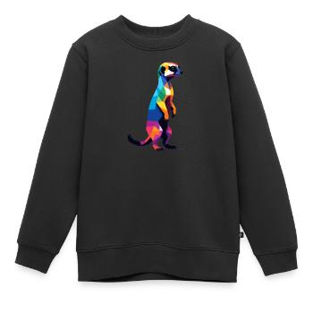 Erdmännchen in großen Pixeln Cool, Savannah Bunt - Kinder Premium Organic Sweatshirt - Schwarz - Vorne - AI Model Kid Female (0cm)
