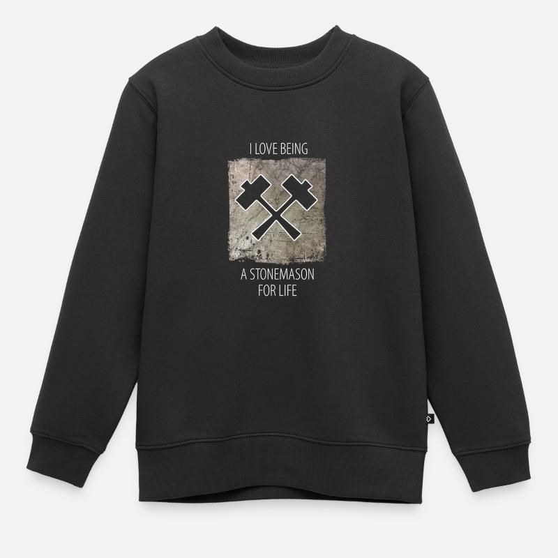 Steinmetz Steinbildhauer Spruch - Kinder Premium Organic Sweatshirt - Schwarz