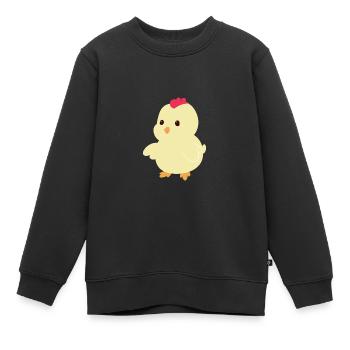Poussin doux - Sweat Premium enfant bio - noir - Devant - AI Model Kid Female (0cm)