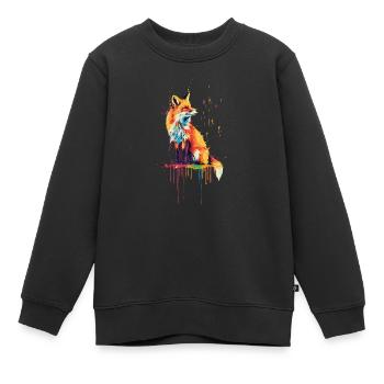 Renard roux - Sweat Premium enfant bio - noir - Devant - AI Model Kid Female (0cm)