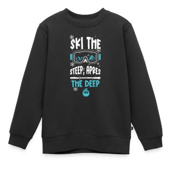 Skiez le steep, après le profond - Sweat Premium enfant bio - noir - Devant - AI Model Kid Female (0cm)