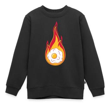heiss feuer flammen brennen fackel spiegelei koche - Kinder Premium Organic Sweatshirt - Schwarz - Vorne - AI Model Kid Female (0cm)
