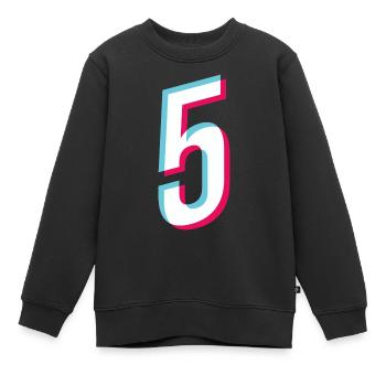 5 - NUMMER 5 - Zahl 5 Trikotnummer - Kinder Premium Organic Sweatshirt - Schwarz - Vorne - AI Model Kid Female (0cm)