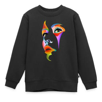 Gesicht bunt Lady Dame Mädchen Frau Maske Kosmetik - Kinder Premium Organic Sweatshirt - Schwarz - Vorne - AI Model Kid Female (0cm)
