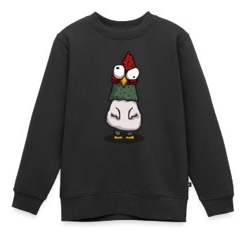 Verrücktes Huhn mit großen Augen - Kinder Premium Organic Sweatshirt - Schwarz - Vorne - AI Model Kid Female (0cm)