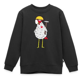 Handwerker Huhn Hammer Herz Baustelle Berufe Job - Kinder Premium Organic Sweatshirt - Schwarz - Vorne - AI Model Kid Female (0cm)