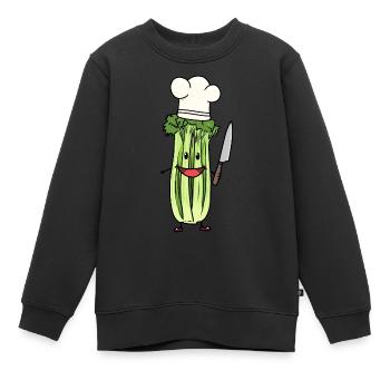 SELLERIE GEMÜSE KOCH HOBBYKOCH KOCHKUNST - Kinder Premium Organic Sweatshirt - Schwarz - Vorne - AI Model Kid Female (0cm)