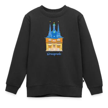 Wernigerode, mairie, maison à colombages Allemagne de l'Est - Sweat Premium enfant bio - noir - Devant - AI Model Kid Female (0cm)
