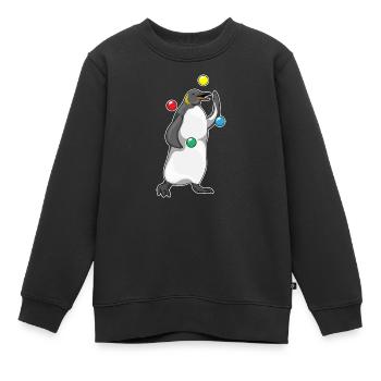 Jongleur pingouin jongleur jongleur - Sweat Premium enfant bio - noir - Devant - AI Model Kid Female (0cm)