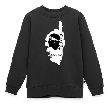 Île de Corse avec carte de France avec tête de pirate - Sweat Premium enfant bio - noir - Devant - AI Model Kid Female (0cm)