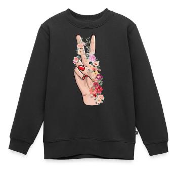 Espoir floral - Sweat Premium enfant bio - noir - Devant - AI Model Kid Female (0cm)