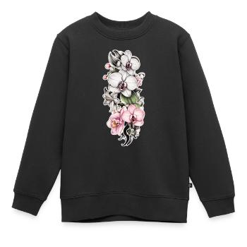 Orchidee rankend - Kinder Premium Organic Sweatshirt - Schwarz - Vorne - AI Model Kid Female (0cm)