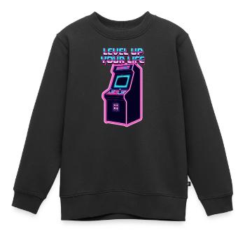 Améliore ta vie Néon Arcade - Sweat Premium enfant bio - noir - Devant - AI Model Kid Female (0cm)