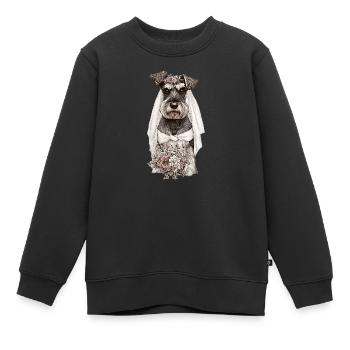Schnauzer Braut mit Blumen - Kinder Premium Organic Sweatshirt - Schwarz - Vorne - AI Model Kid Female (0cm)