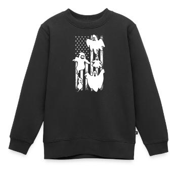Ghost Halloween US Flag Halloween Ghost - Kinder Premium Organic Sweatshirt - Schwarz - Vorne - AI Model Kid Female (0cm)
