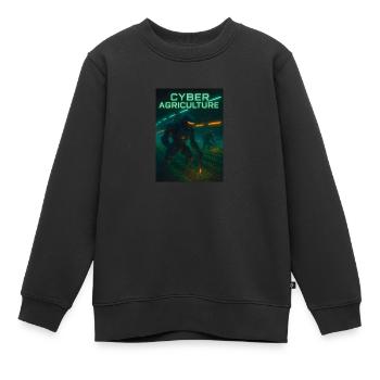 Cyberpunk Farming – Field Work of the Future - Kids Premium Organic Sweatshirt - black - Front - AI Model Kid Female (0cm)