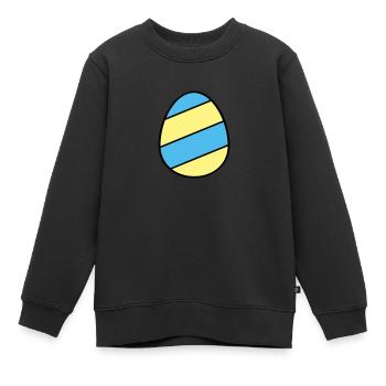 Oeuf de Pâques rayé - Sweat Premium enfant bio - noir - Devant - AI Model Kid Female (0cm)