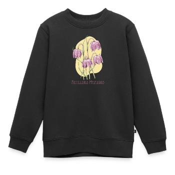 Dessin botanique en damier cube - Sweat Premium enfant bio - noir - Devant - AI Model Kid Female (0cm)