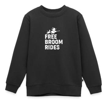 Kostenloses Besen reiten Hexe mit Katze auf Besen - Kinder Premium Organic Sweatshirt - Schwarz - Vorne - AI Model Kid Female (0cm)