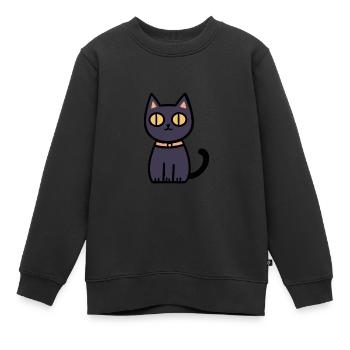 Katze Halloween Kater - Kinder Premium Organic Sweatshirt - Schwarz - Vorne - AI Model Kid Female (0cm)
