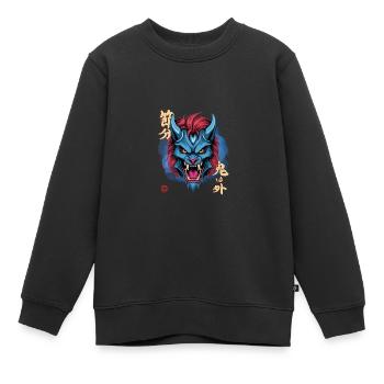 Oni bleu yéti - Sweat Premium enfant bio - noir - Devant - AI Model Kid Female (0cm)
