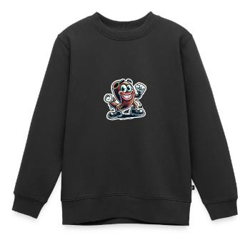 Skurriler Gummischlauch Cartoon AufkleberSkurriler Gummi H - Kinder Premium Organic Sweatshirt - Schwarz - Vorne - AI Model Kid Female (0cm)