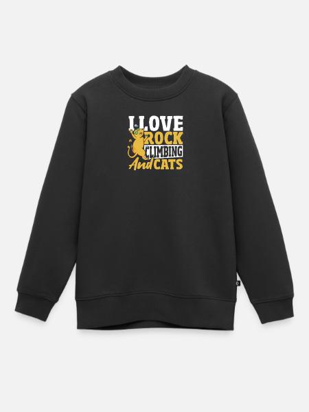 Grimpeurs J’adore l’escalade et les chats - Sweat Premium enfant bio - noir