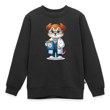 Cute Dog Scientist - Kinder Premium Organic Sweatshirt - Schwarz - Vorne - AI Model Kid Female (0cm)