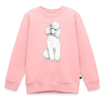 Caniche jouet blanc - Sweat Premium enfant bio - rose - Devant - AI Model Kid Female (0cm)