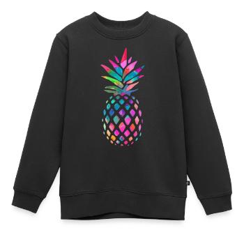 Regenbogen Ananas - Kinder Premium Organic Sweatshirt - Schwarz - Vorne - AI Model Kid Female (0cm)